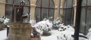 El claustre de Benissa nevat