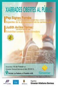 Cartell de les xerrades organitzades pel Ginestar Atletisme Benissa