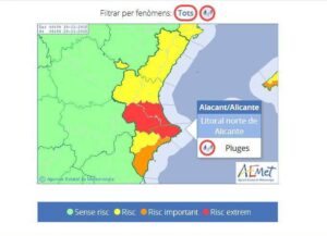 Mapa d'alerta per a demà dilluns