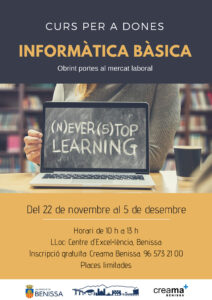 Cartell del curs d'informàtica bàsica per a dones