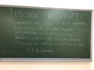 Missatge de denúncia de la situació dels alumnes de l'EPA de Benissa