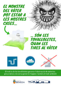 Cartell de la campanya contra l'abocament de tovalloletes al bany