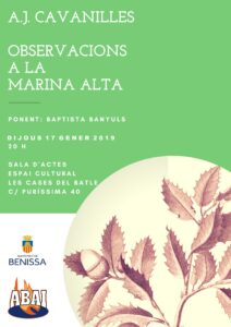 Cartell de la conferència sobre Cavanilles