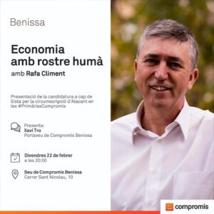 Cartell de la xerra del conseller a la seu de Compromís per Benissa