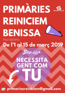 Cartell de les primàries de Reiniciem Benissa