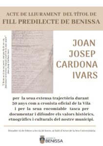 Cartell de l'homenatge a Joan Josep Cardona