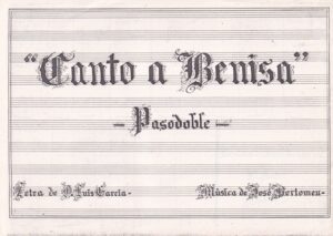 Tapa de la partitura de l'Himne de Benissa