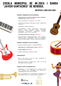 Cartell de les matrícules de l'Escola de Música i Dansa