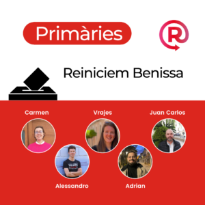 Imatge dels cinc aspirants a les Primàries de Reiniciem Benissa