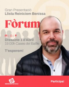 Cartell de la presentació de la llista de Reiniciem Benissa